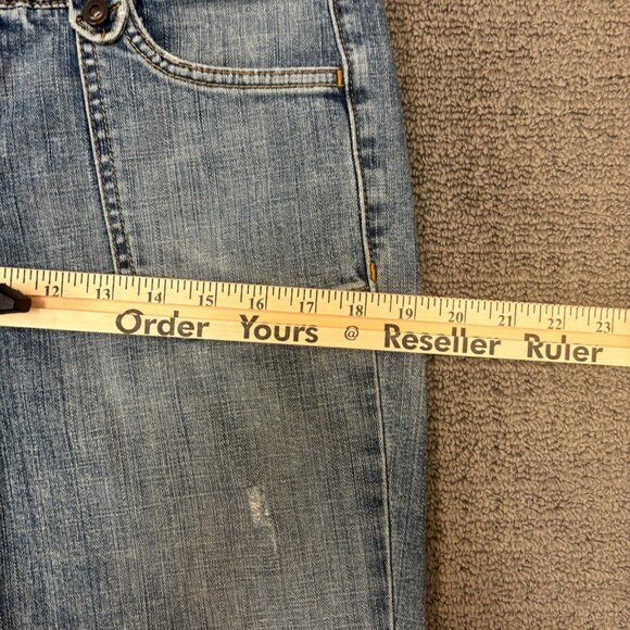 Vintage Old Navy Jeans 10 Low Rise 32X32 Crosshatch Flap Pocket Distressed Y2K - Picture 5 of 11